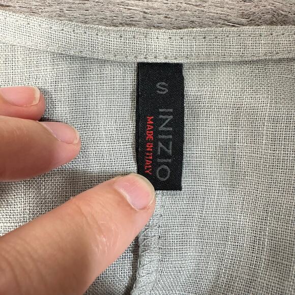 Inizio Linen Button Front Long Line Jacket Gray Small - Picture 8 of 12